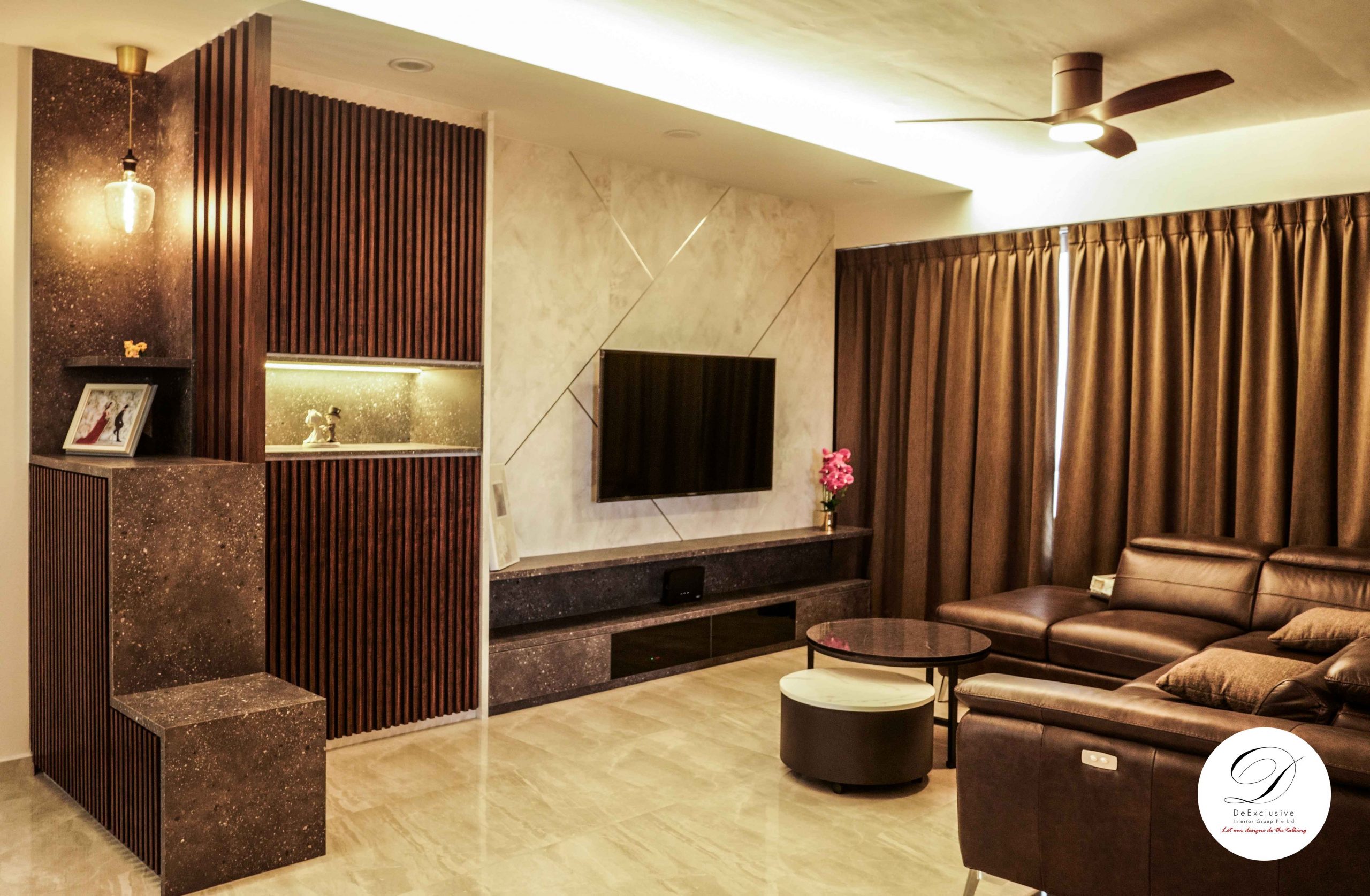 Luxurious Wood Slat Walls Interior Bukit Batok